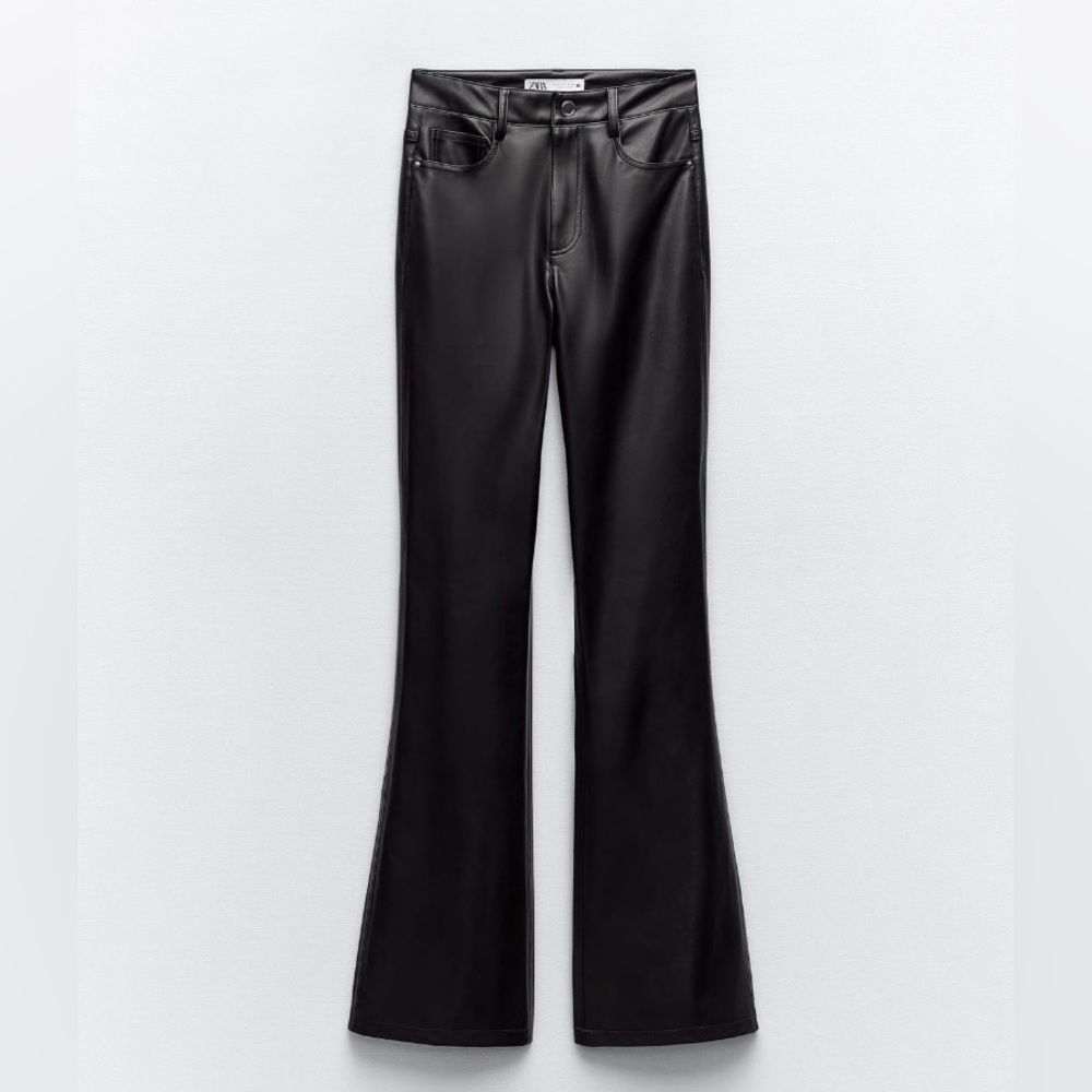 Zara Faux Leather Flared Pants - Picture 6 of 12
